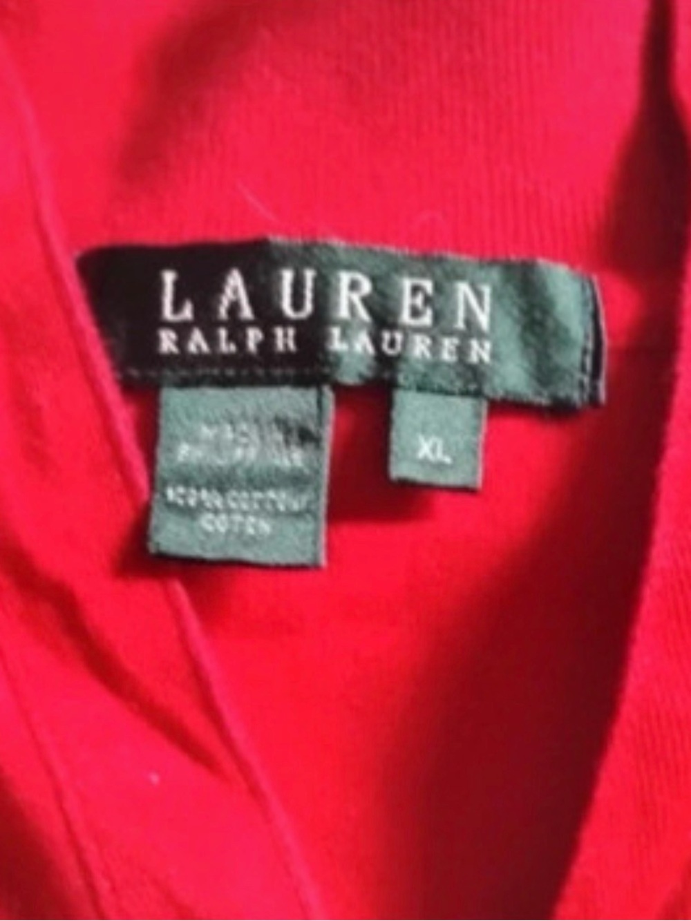 Women's Red V-Neck Long Sleeve Top with Contrast Trim Cotton Suede XL - Picture 5 of 5